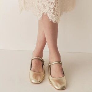 Doen Mary Jane Slippers in Platinum Metallic Nappa